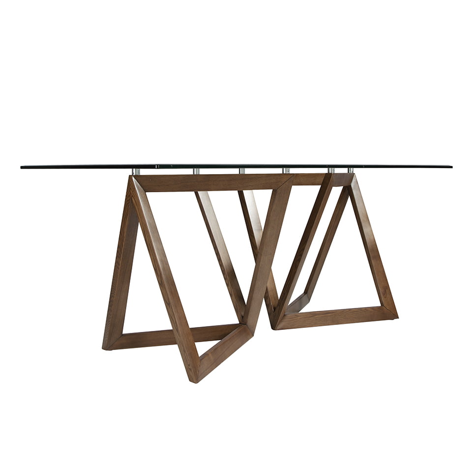 Mesa de comedor de roble con soporte metálico de Angel Cerdá.