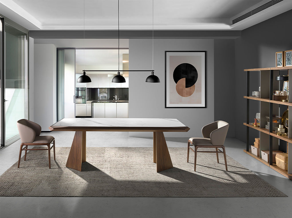 Mesa de comedor de mármol porcelanizado blanco Angel Cerdá