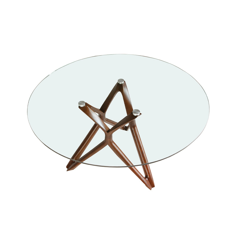 Mesa de comedor de roble con soporte metálico de Angel Cerdá.