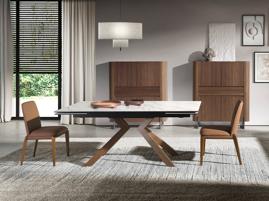 Mesa de comedor extensible de porcelana mármol 180x90cm Angel Cerdá