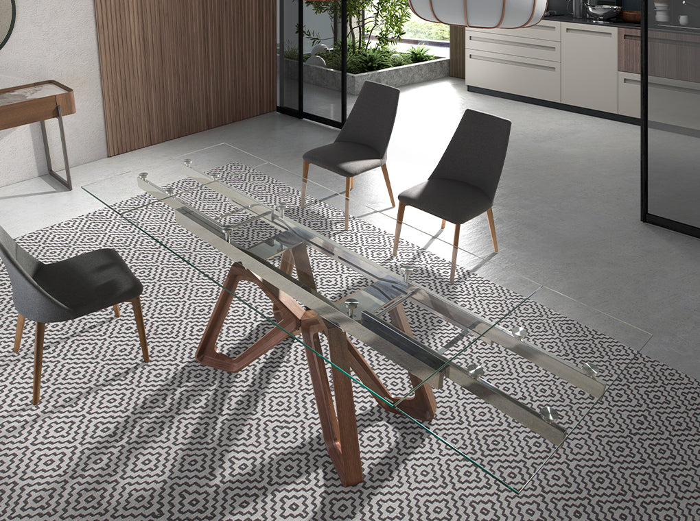 Mesa de comedor extensible de vidrio templado 160/240x90cm Angel Cerdá
