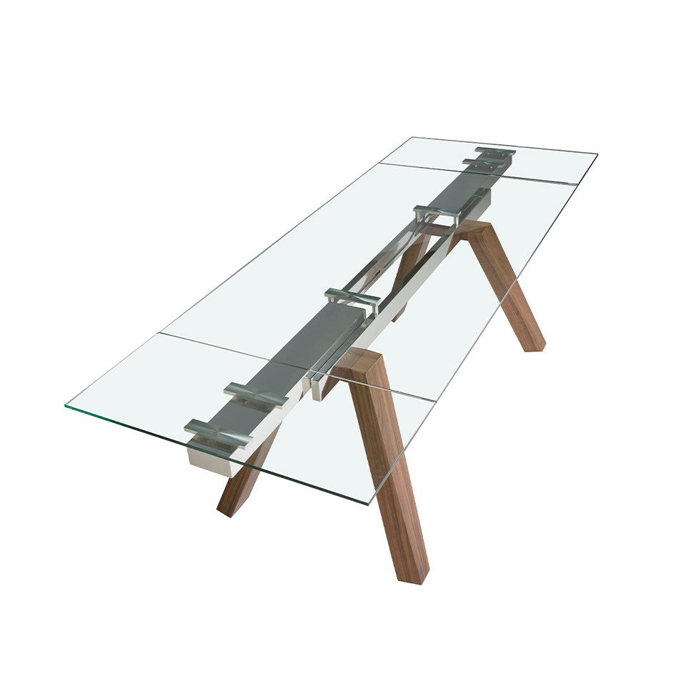 Mesa de comedor extensible de vidrio templado 160/240x90cm