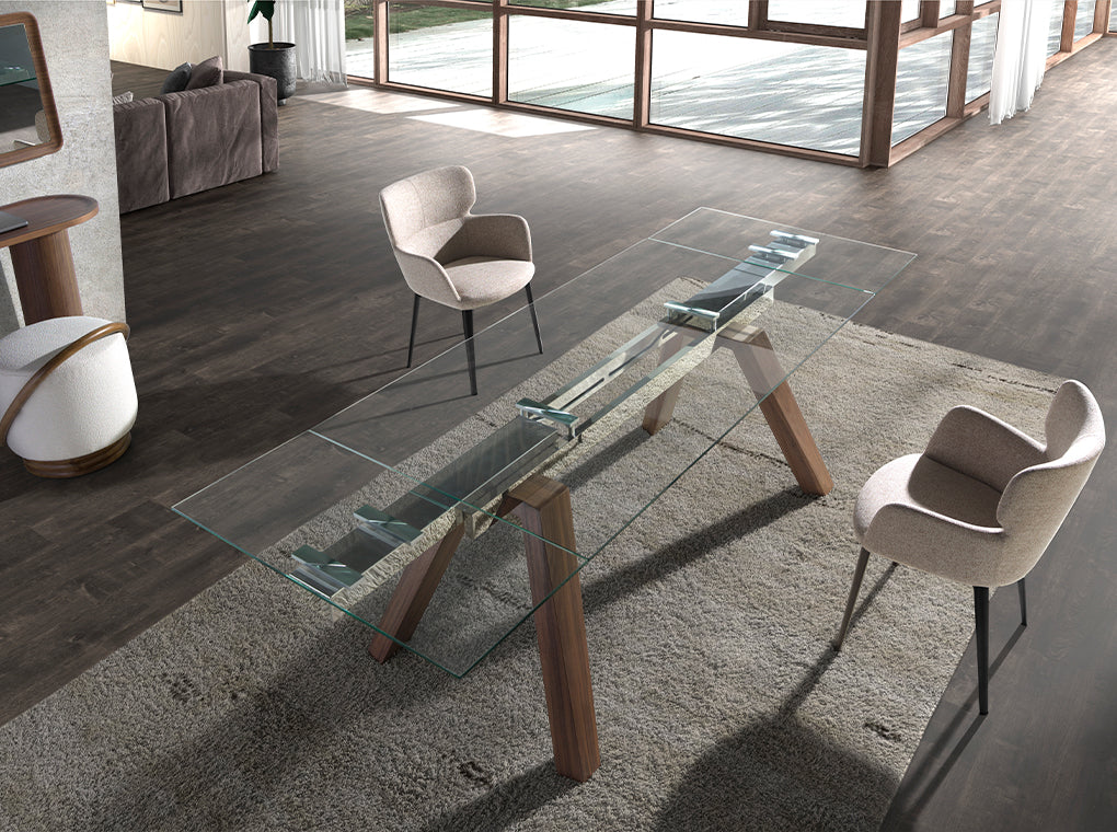 Mesa de comedor extensible de vidrio templado 160/240x90cm