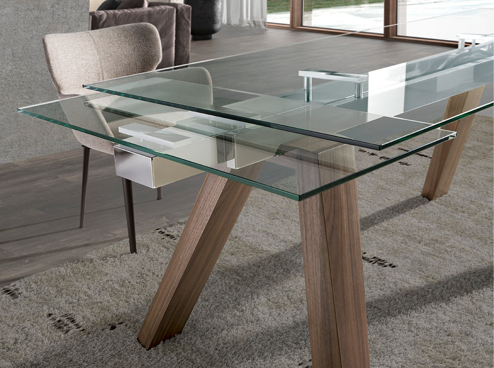 Mesa de comedor extensible de vidrio templado 160/240x90cm