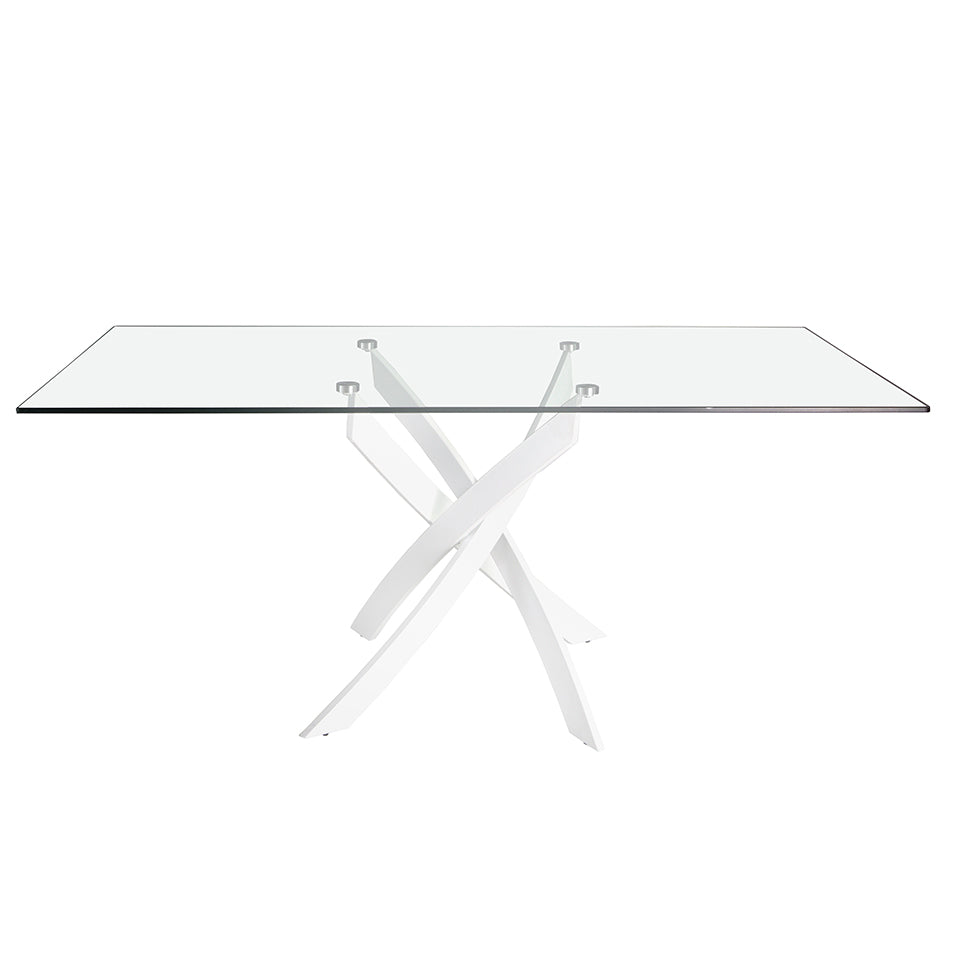 Mesa de comedor de vidrio con patas de acero 160x95