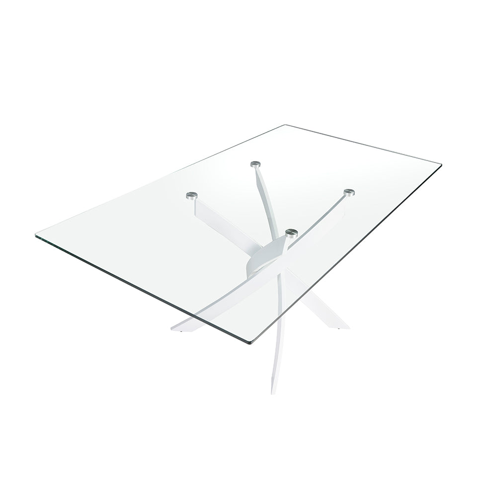 Mesa de comedor de vidrio con patas de acero 160x95