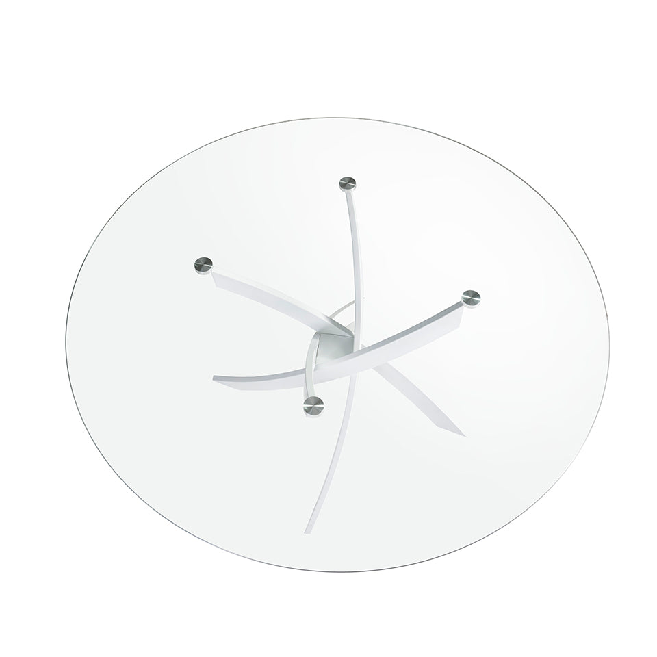 Mesa de comedor redonda de vidrio con patas de acero ø140cm Angel Cerdá