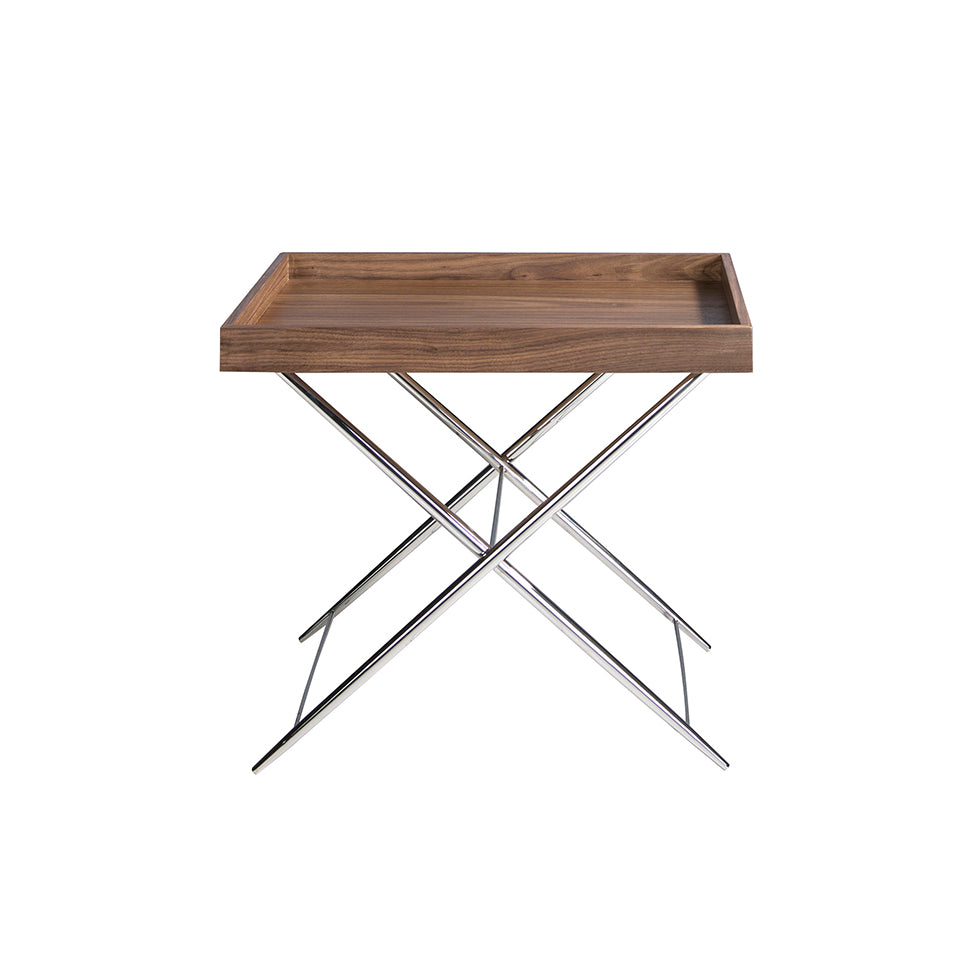 Mesa lateral de roble con soporte metálico Angel Cerdá