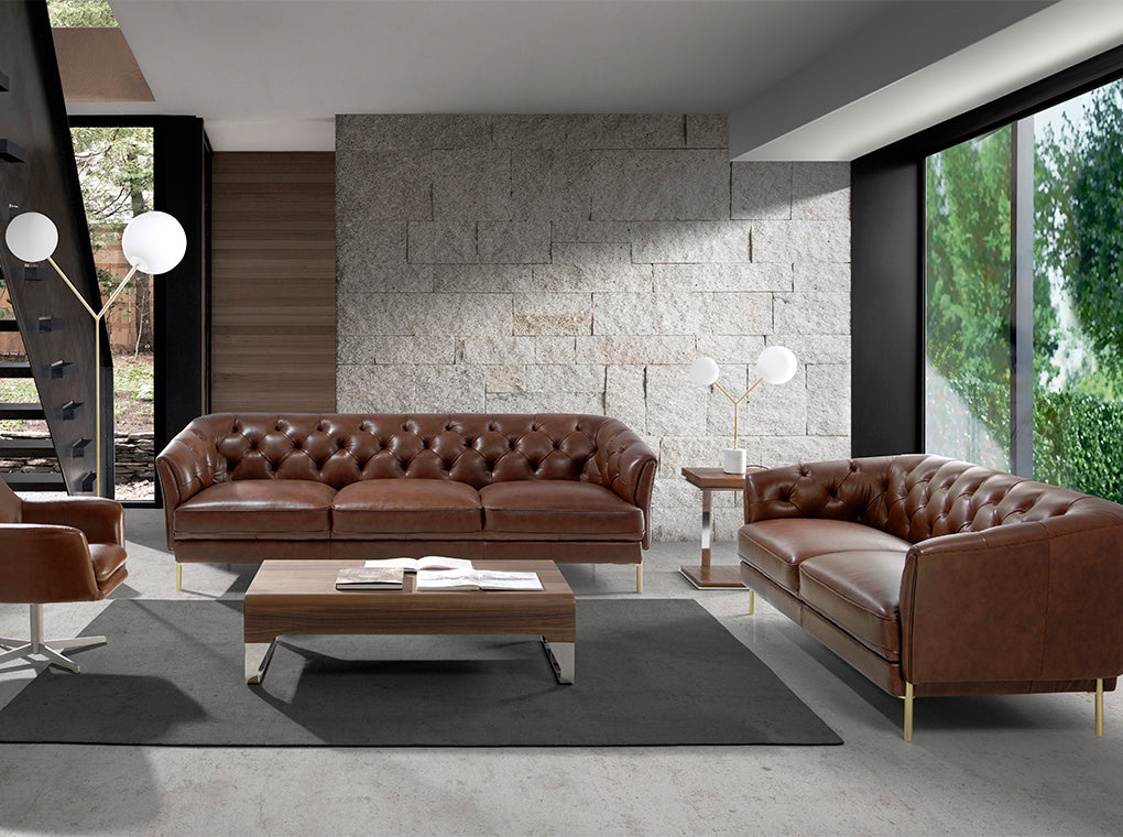 Mesa de café de nogal con estructura metálica Angel Cerdá