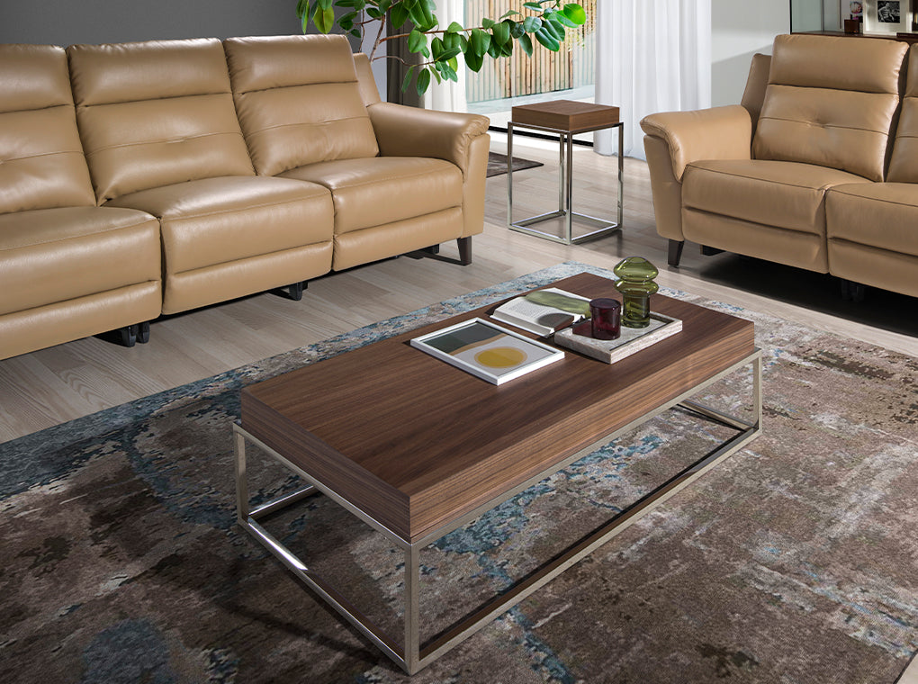 Mesa lateral de nogal con soporte metálico Angel Cerdá