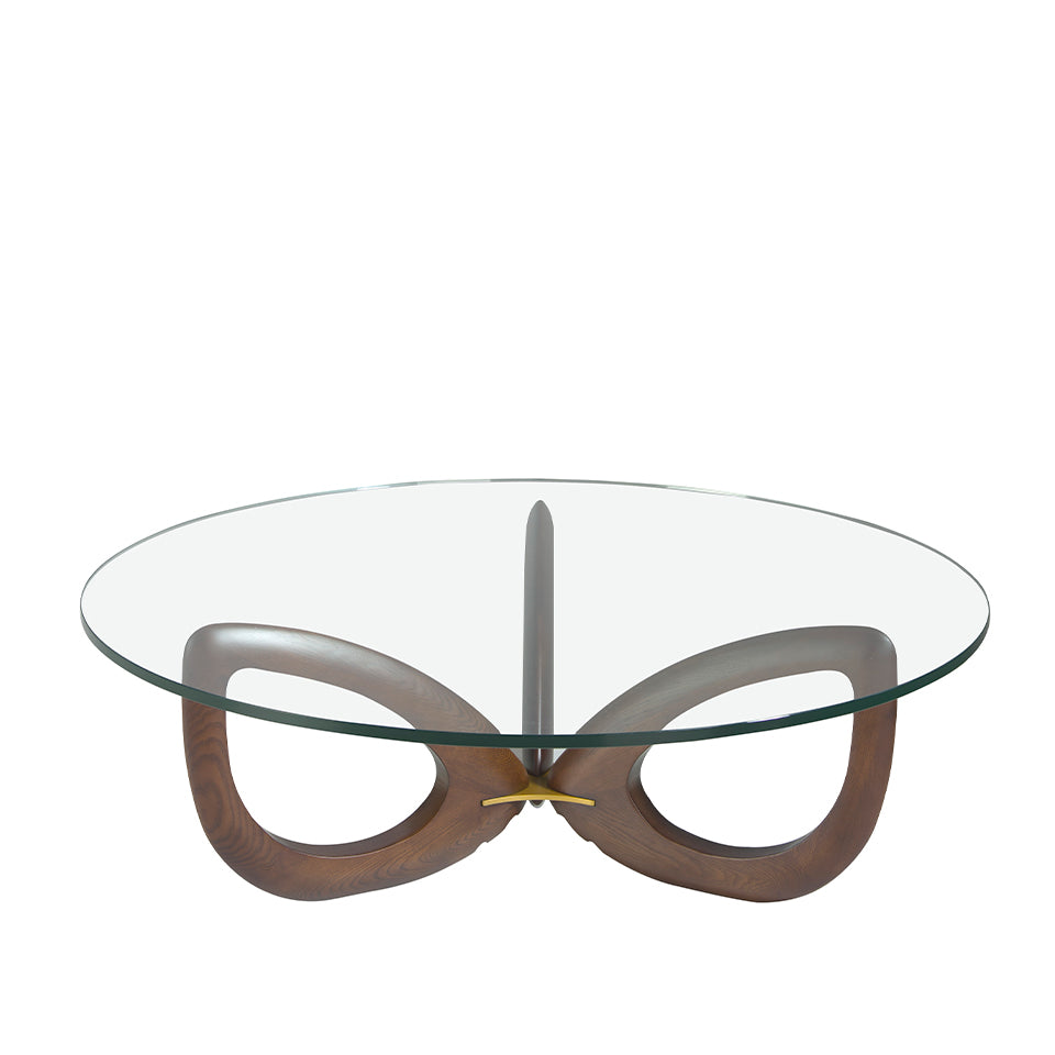 Mesa de café de roble con soporte metálico Angel Cerdá