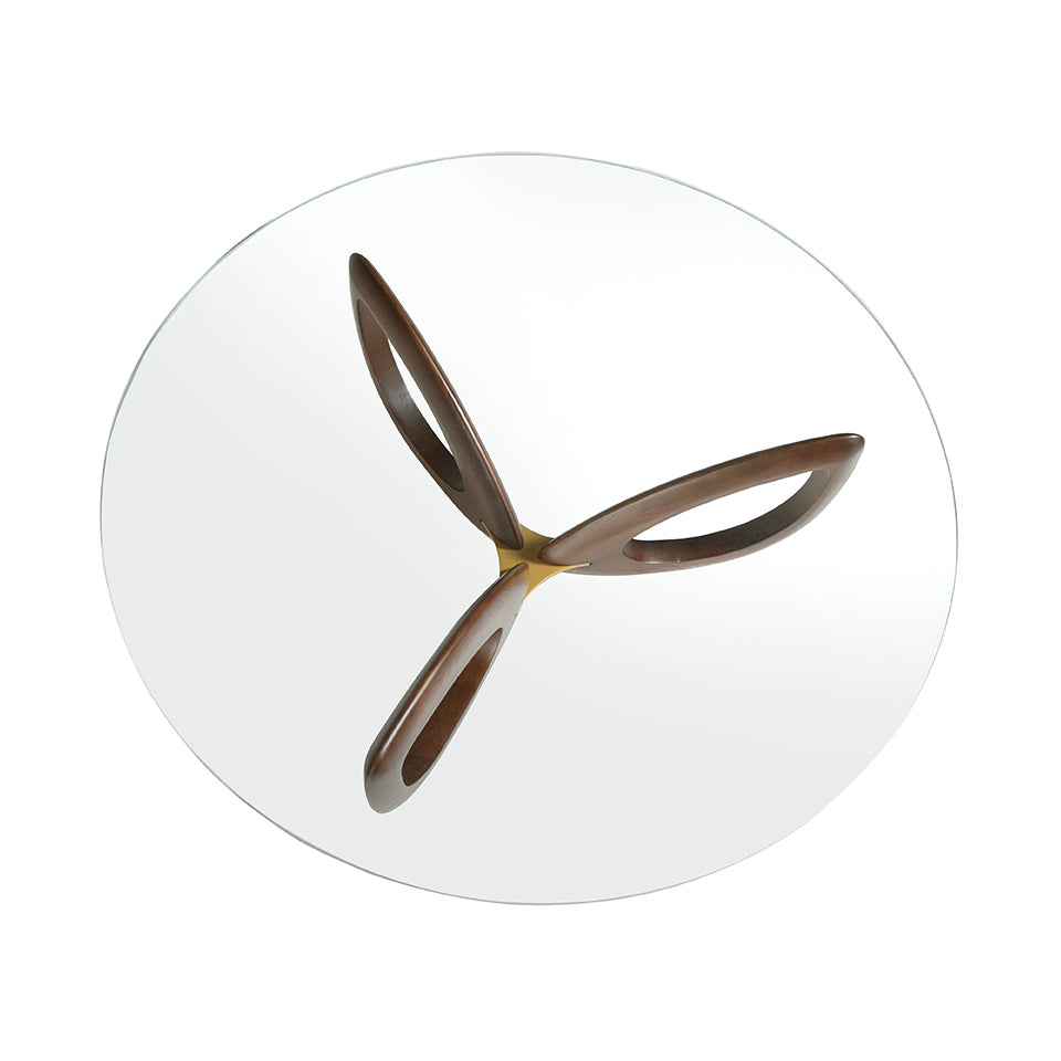 Mesa de café de roble con soporte metálico Angel Cerdá