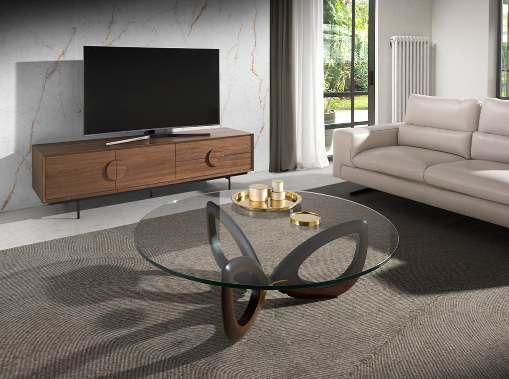 Mesa de café de roble con soporte metálico Angel Cerdá