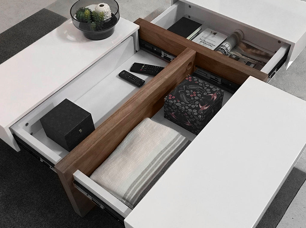 Mesa de café de nogal con cajones deslizantes Angel Cerdá