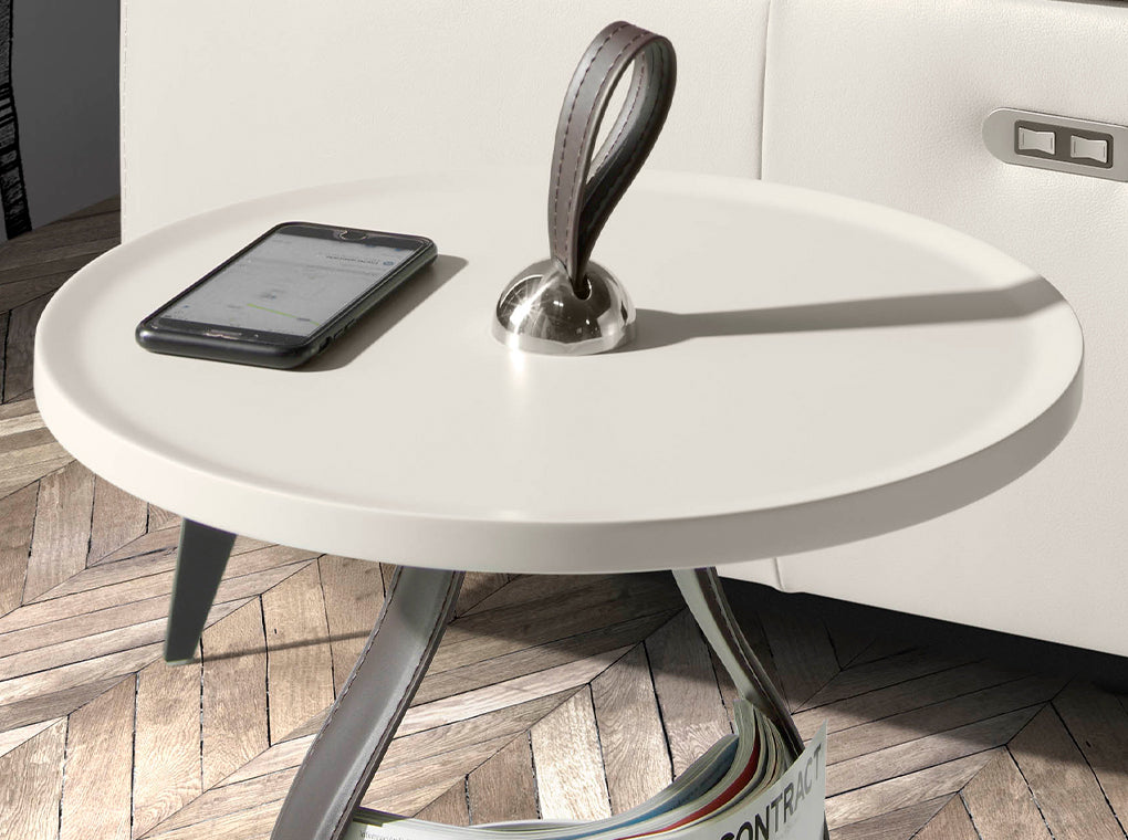 Mesa Lateral con Piel Ecológica Marrón Chocolate de Angel Cerdá