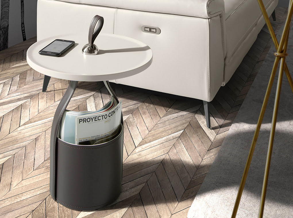 Mesa Lateral con Piel Ecológica Marrón Chocolate de Angel Cerdá