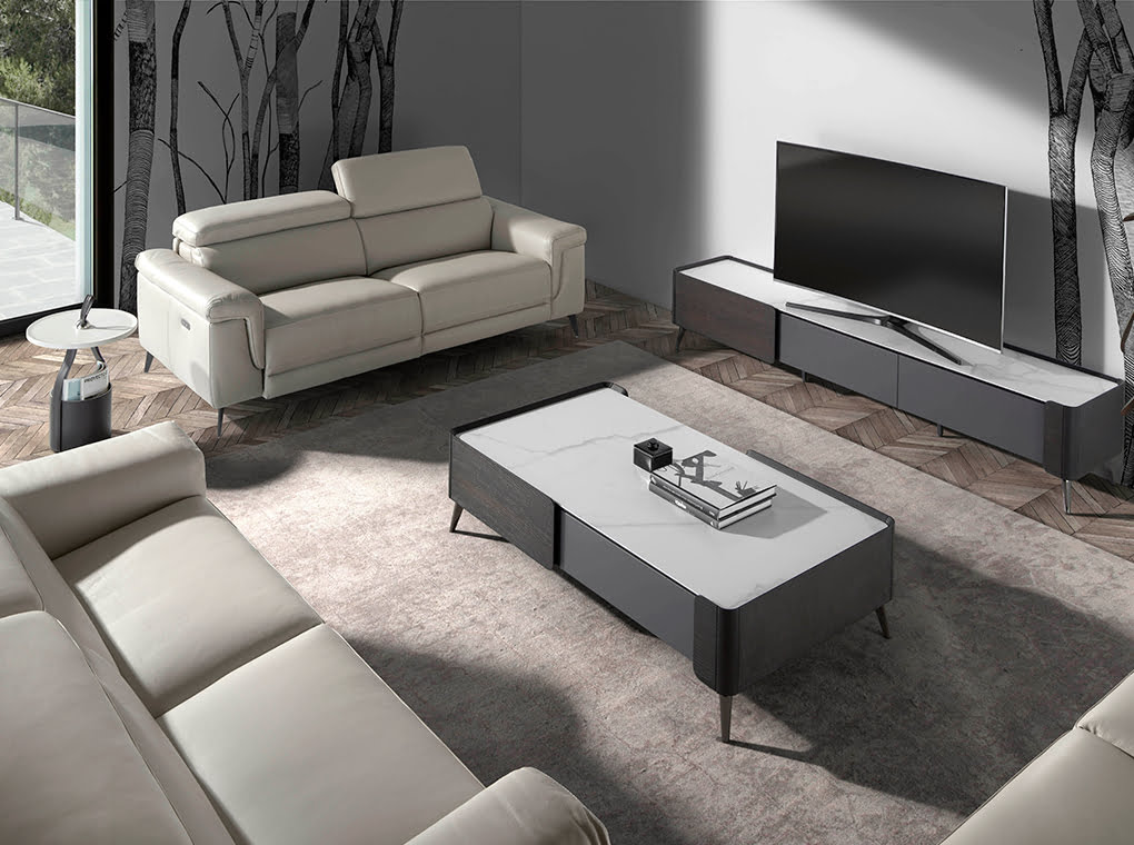 Mesa Lateral con Piel Ecológica Marrón Chocolate de Angel Cerdá