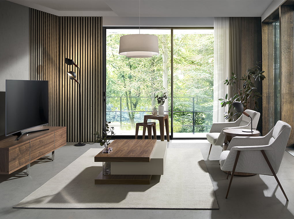 Mesa lateral de roble con soporte metálico Angel Cerdá