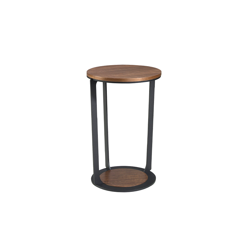 Mesa lateral de chapa de nogal y acero epoxi negro Angel Cerdá