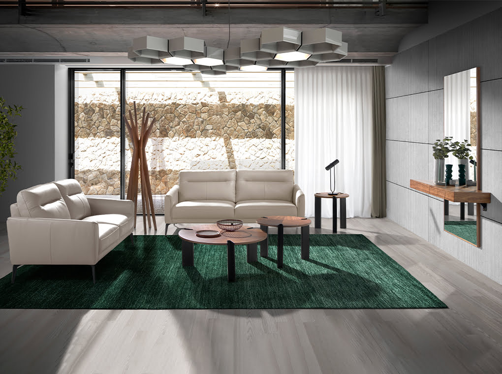 Mesa lateral de nogal y acero negro