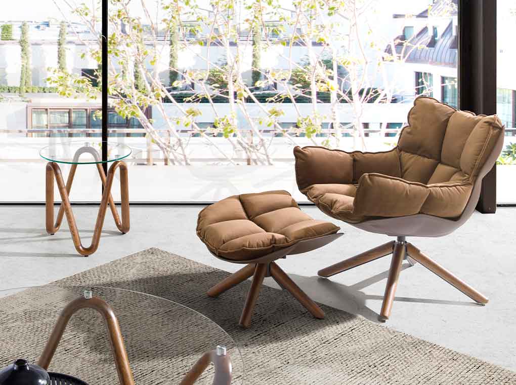 Mesa Lateral Redonda de Vidrio Templado y Nogal