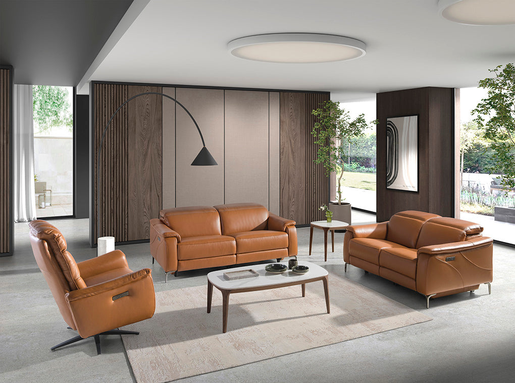 Mesa de café de roble con soporte metálico