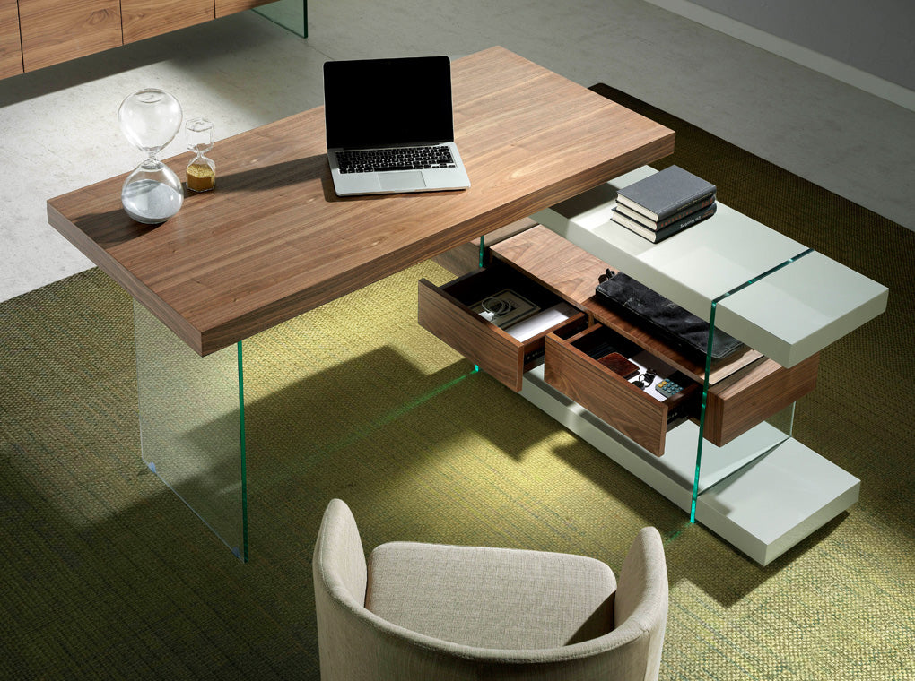 Oficina de Diseño Moderno en Nogal y Cristal Angel Cerdá