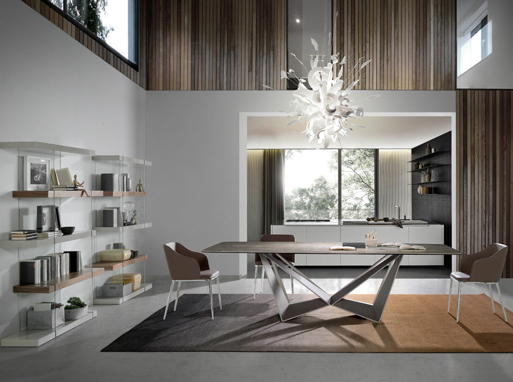 Biblioteca de Nogal y Cristal con Diseño Moderno Angel Cerdá