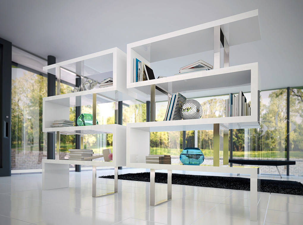 Biblioteca Blanca de Acero con Diseño Moderno Angel Cerdá