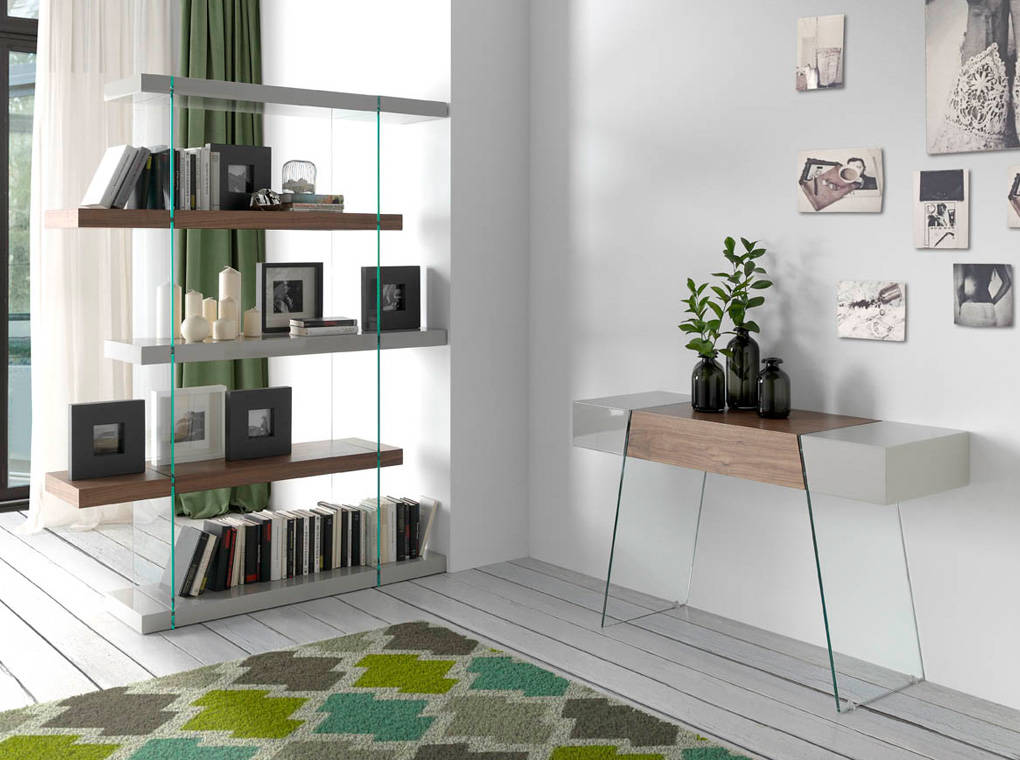 Consola de Nogal y Cristal con Diseño Moderno Angel Cerdá