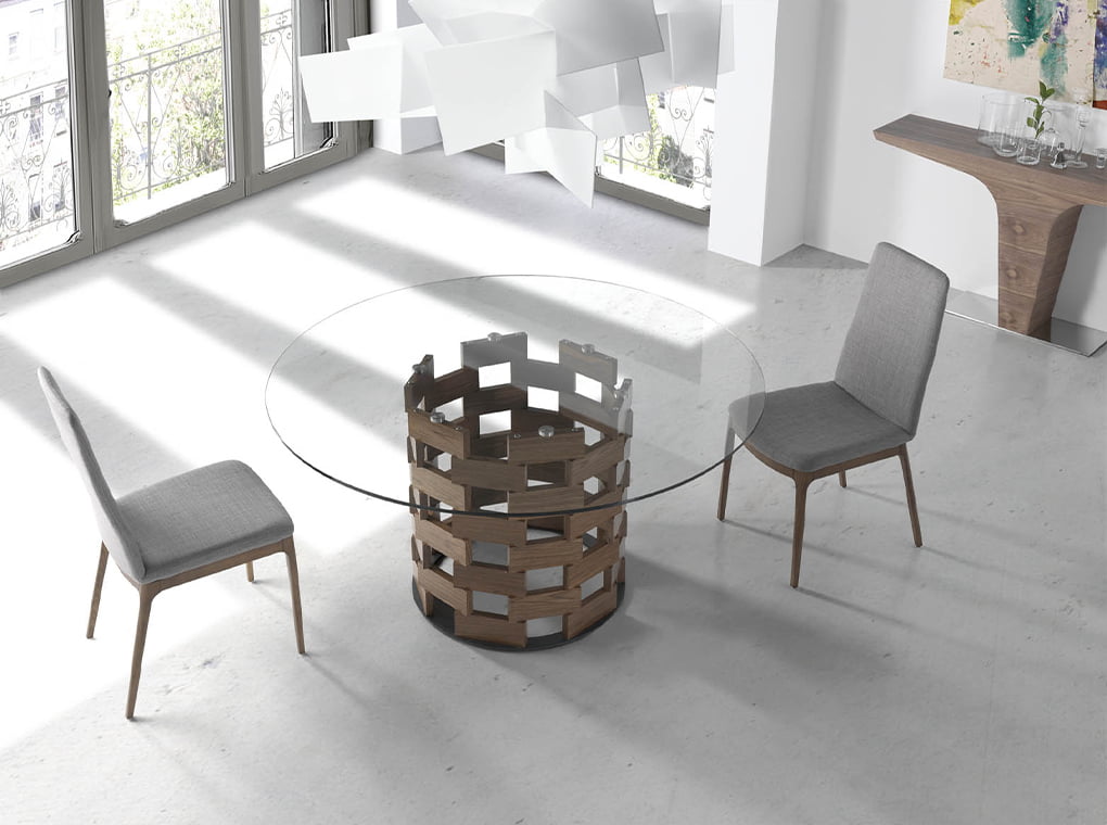 Consola de Nogal con Base de Acero Inoxidable Angel Cerdá