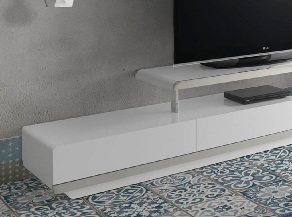 Cómoda de TV blanca y de acero con espacio de almacenamiento Angel Cerdá