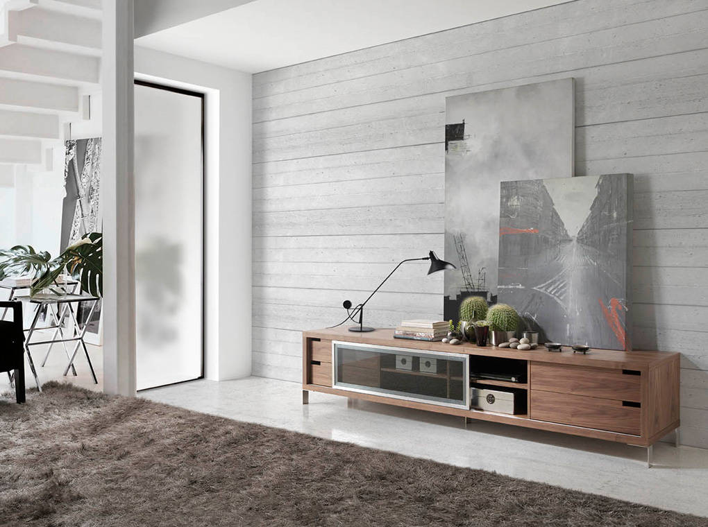 Cómoda de TV de Nogal con cajones de vidrio de Angel Cerdá