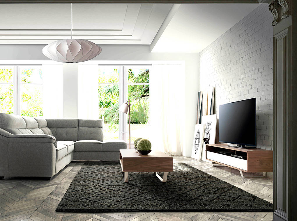 Cómoda de TV de Nogal y Blanco con Patas de Acero Angel Cerdá