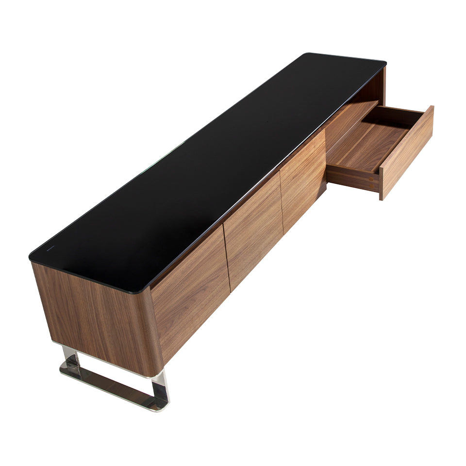 Cómoda de TV de Nogal y Vidrio Negro Angel Cerdá