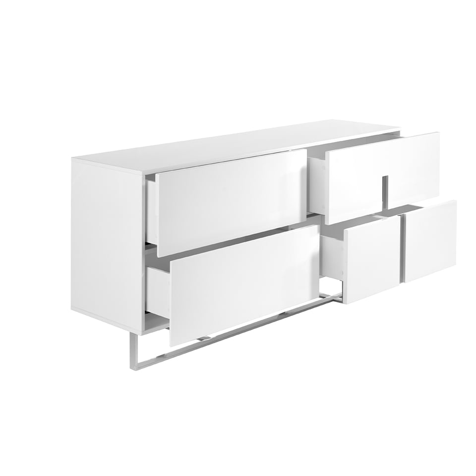 Cómoda blanca con patas de acero Angel Cerdá.