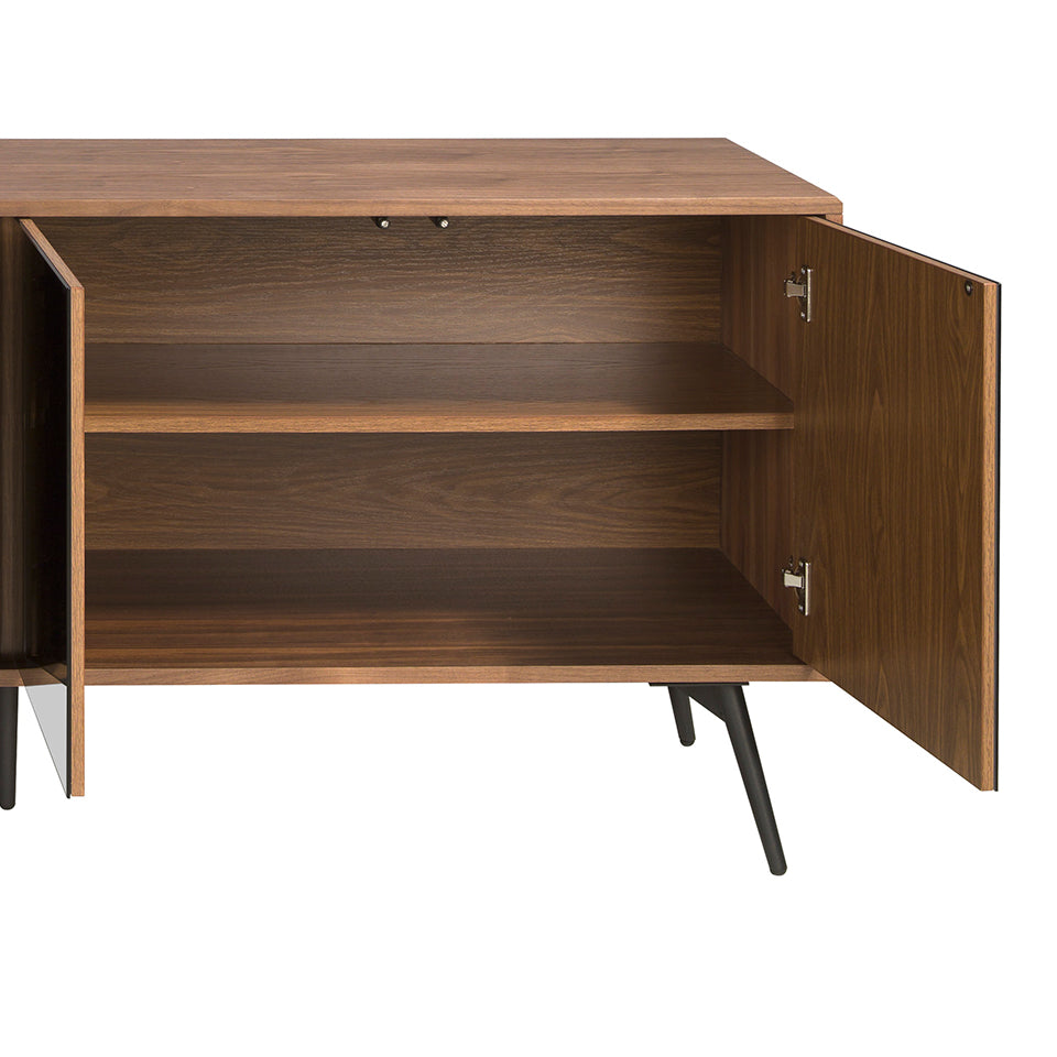 Cómoda de Nogal con puertas de vidrio negro y espejo Angel Cerdá