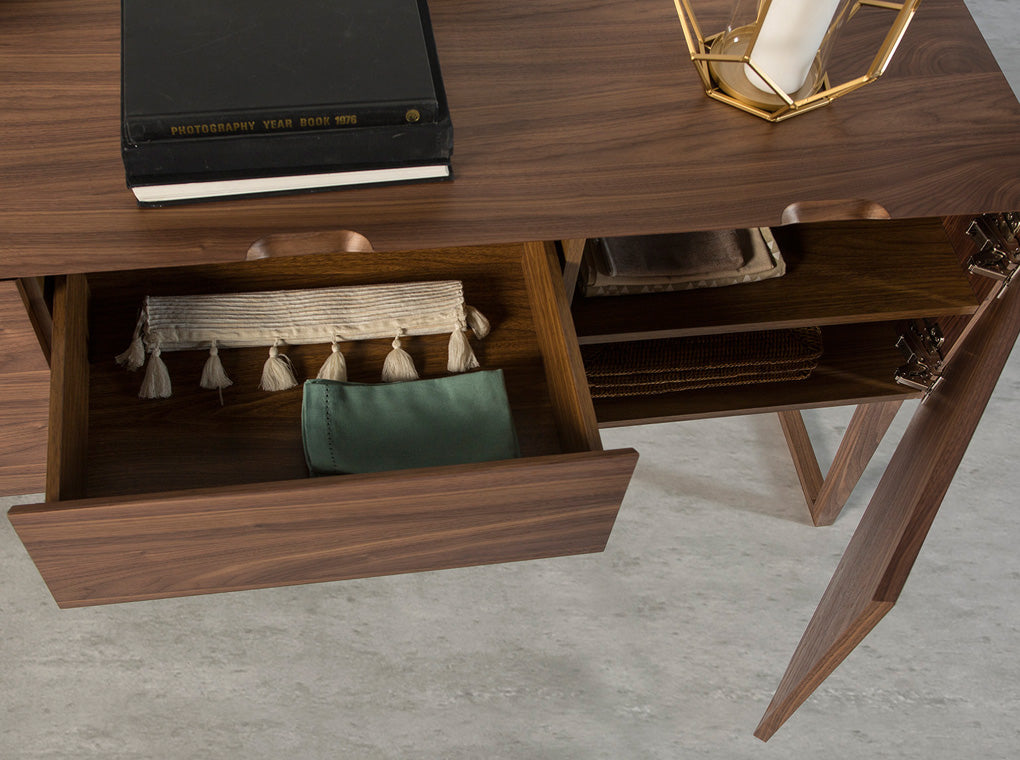 Mesa de noche de madera de nogal con espacio de almacenamiento Angel Cerdá
