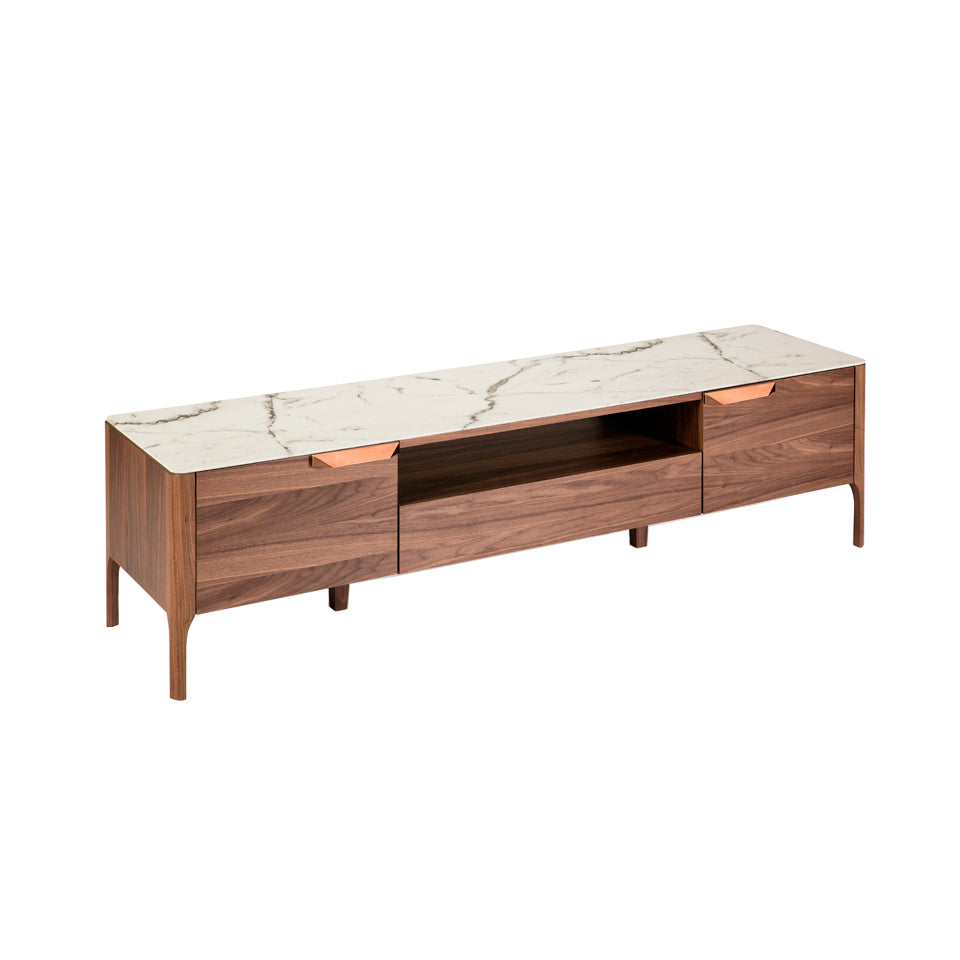 Cómoda de TV de Nogal con Tablero de Fibra de Vidrio con Efecto de Mármol Angel Cerdá