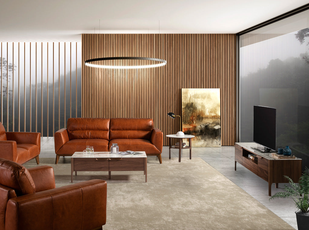 Cómoda de TV de Nogal con Tablero de Fibra de Vidrio con Efecto de Mármol Angel Cerdá