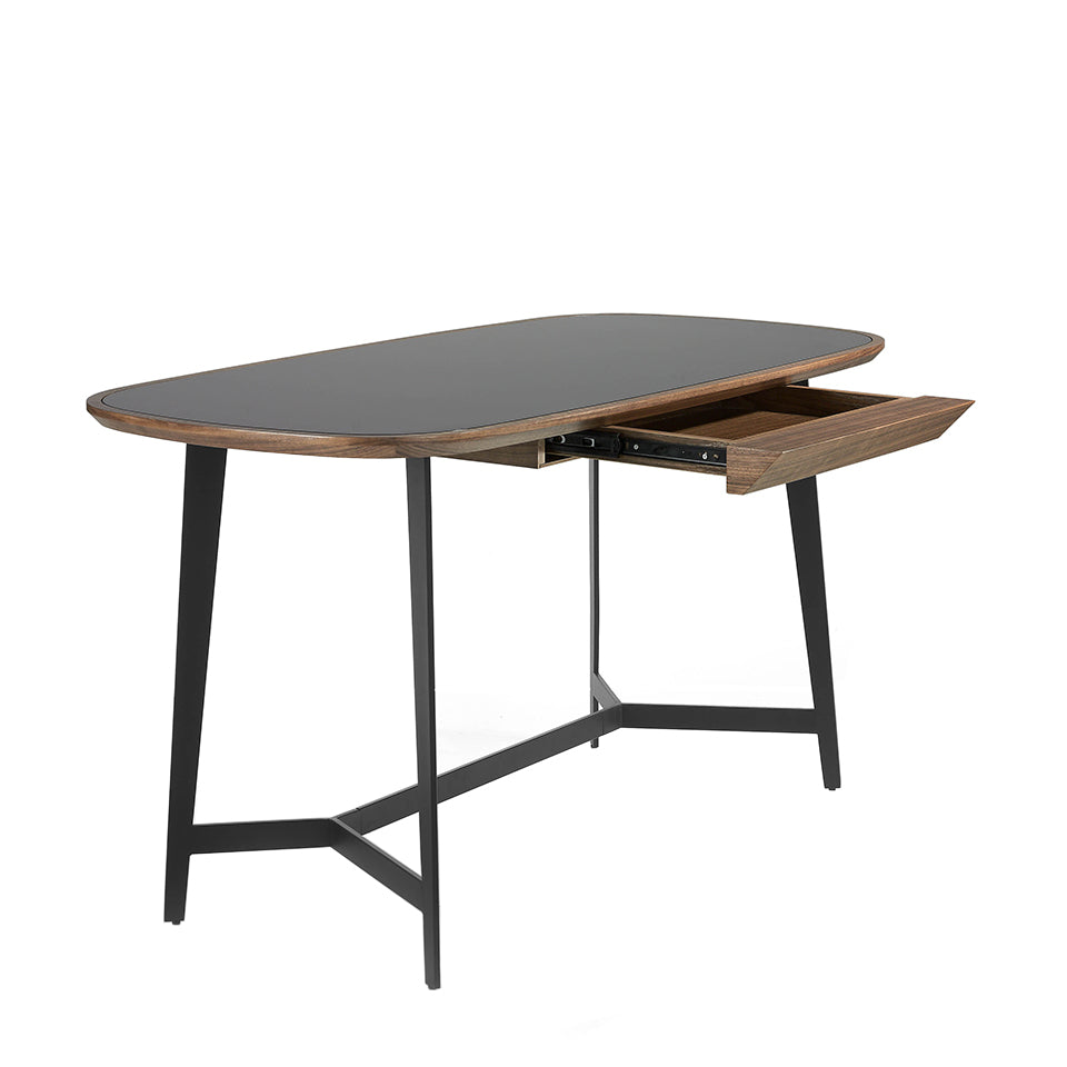 Mesa de oficina de Nogal y Cristal Negro Angel Cerdá