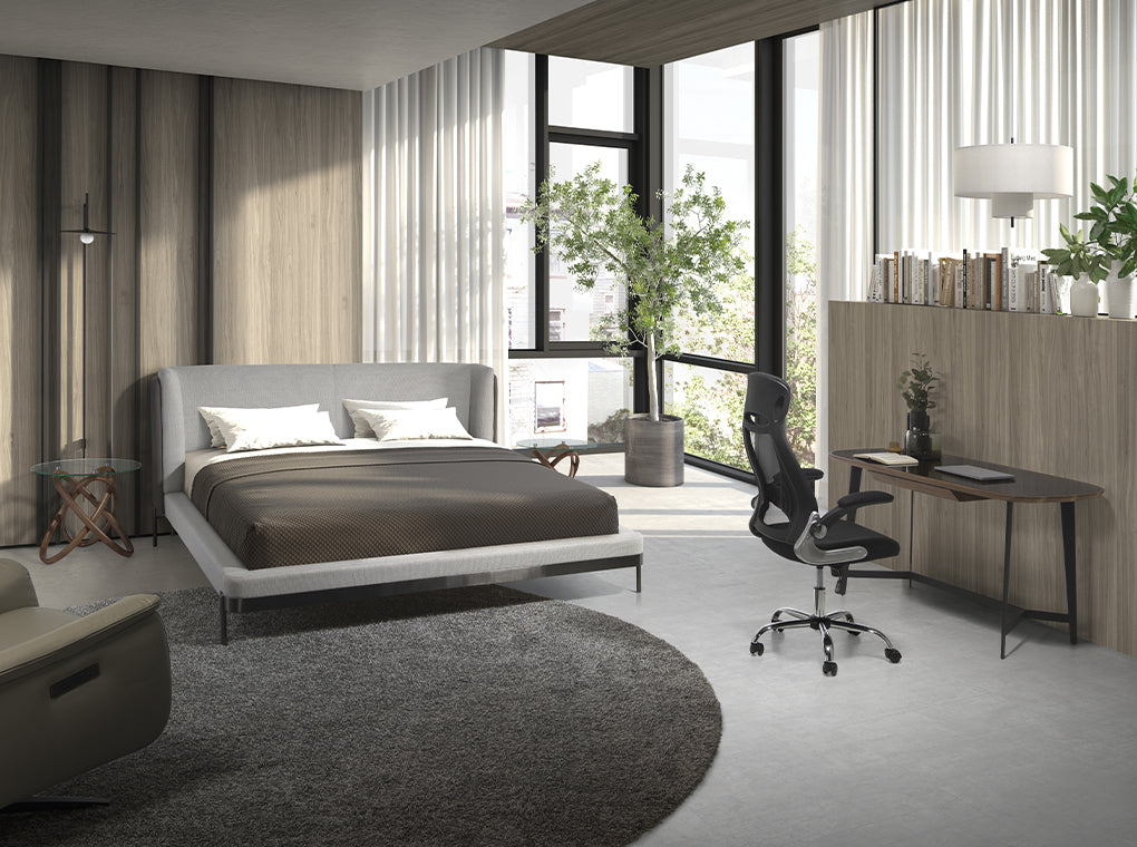 Mesa de oficina de Nogal y Cristal Negro Angel Cerdá