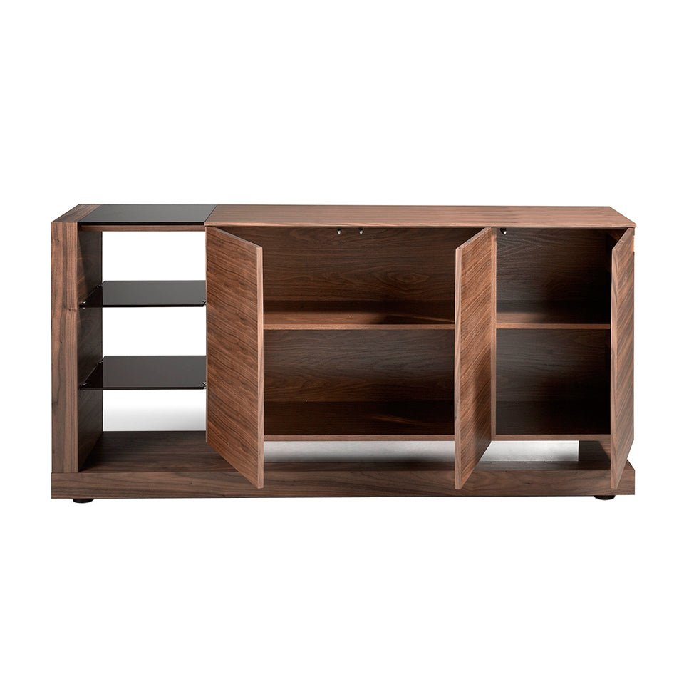 Cómoda de Nogal con estantes de Vidrio Negro Angel Cerdá