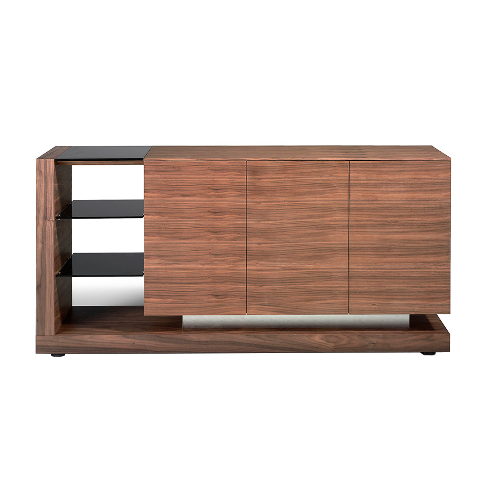 Cómoda de Nogal con estantes de Vidrio Negro Angel Cerdá