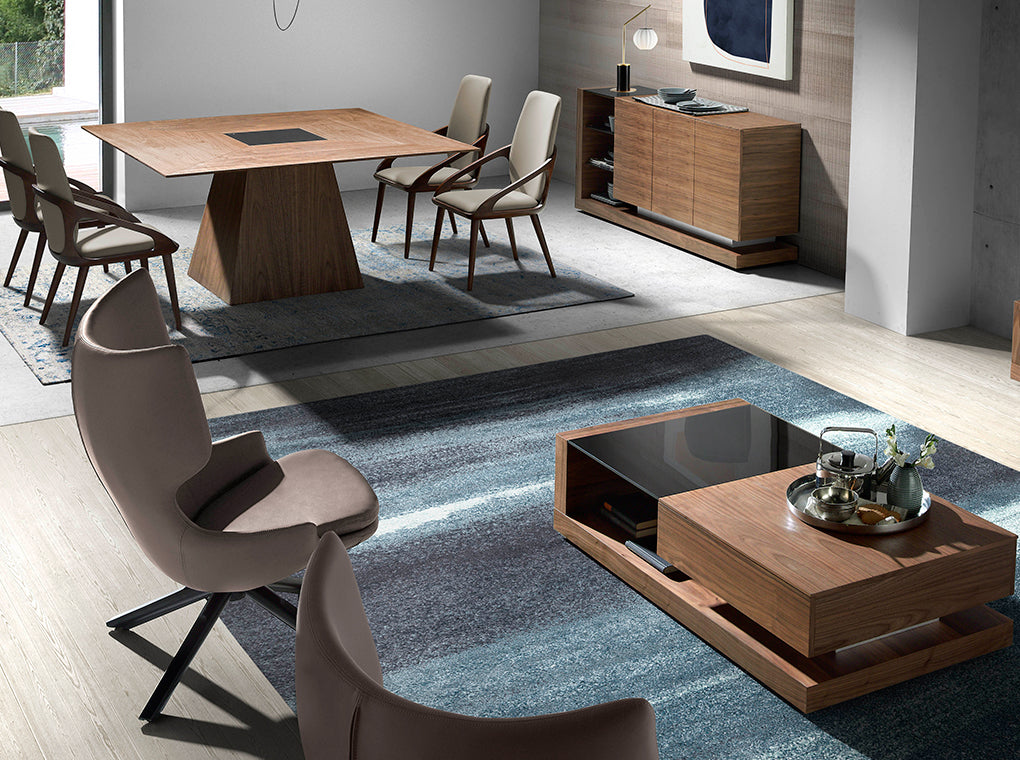 Cómoda de Nogal con estantes de Vidrio Negro Angel Cerdá