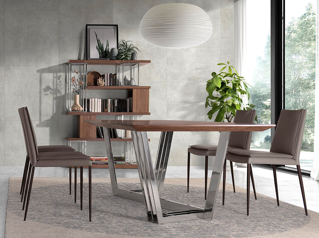 Biblioteca de Nuez y Acero Inoxidable Cromado Angel Cerdá