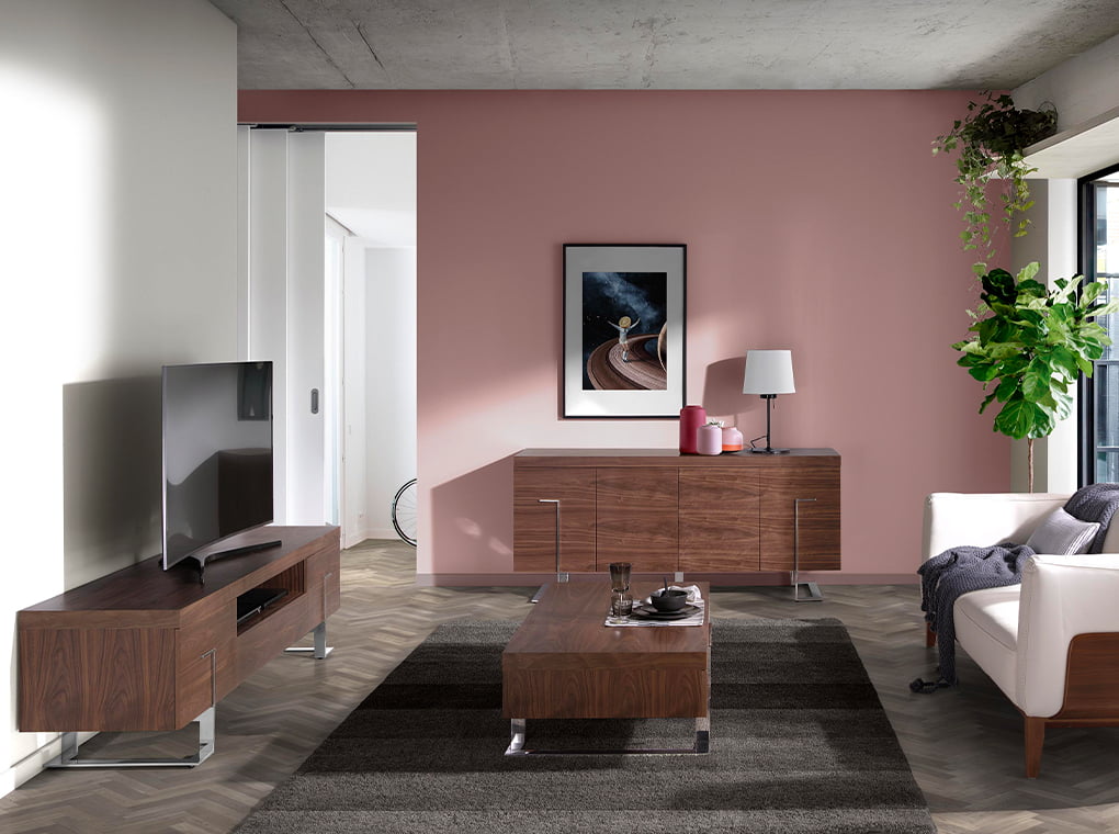 Cómoda de TV de Nogal con patas de Acero Cromado Angel Cerdá