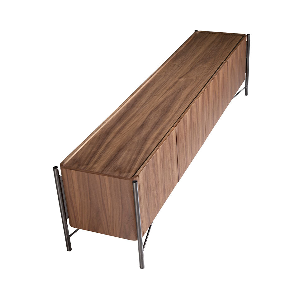 Cómoda de TV de Nogal con estructura de Acero Inoxidable Angel Cerdá