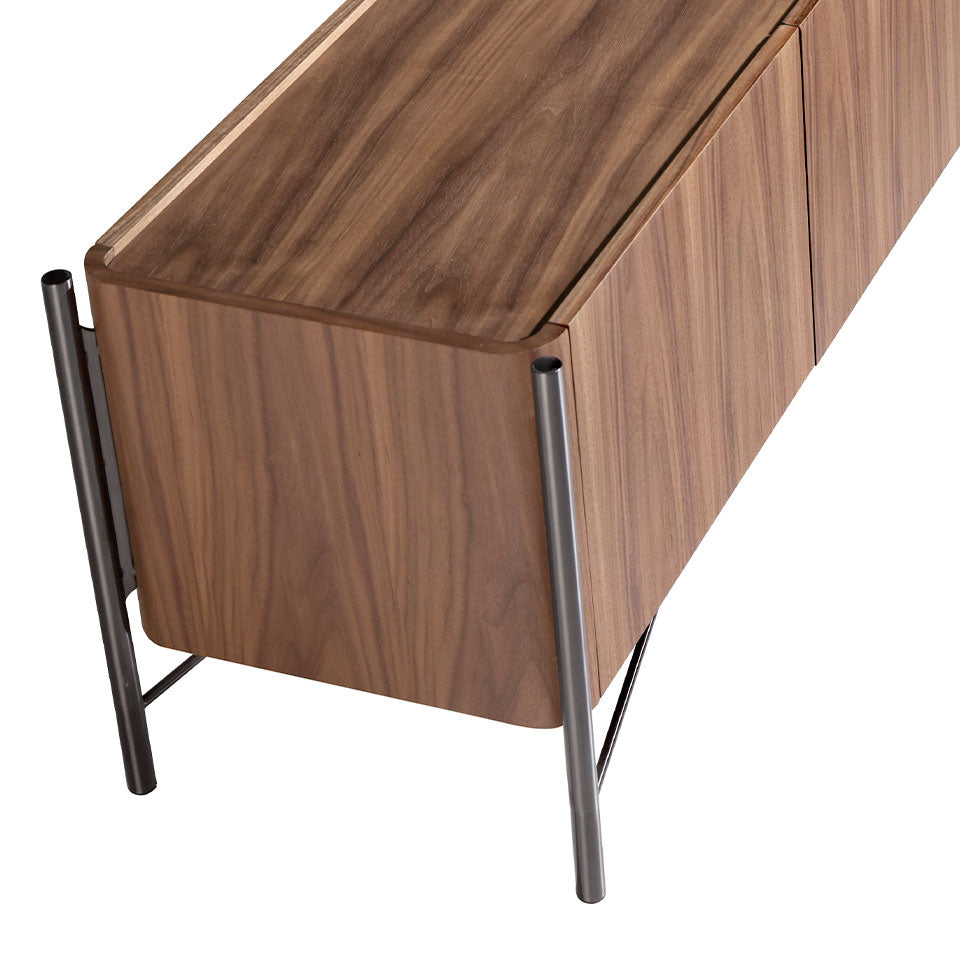 Cómoda de TV de Nogal con estructura de Acero Inoxidable Angel Cerdá