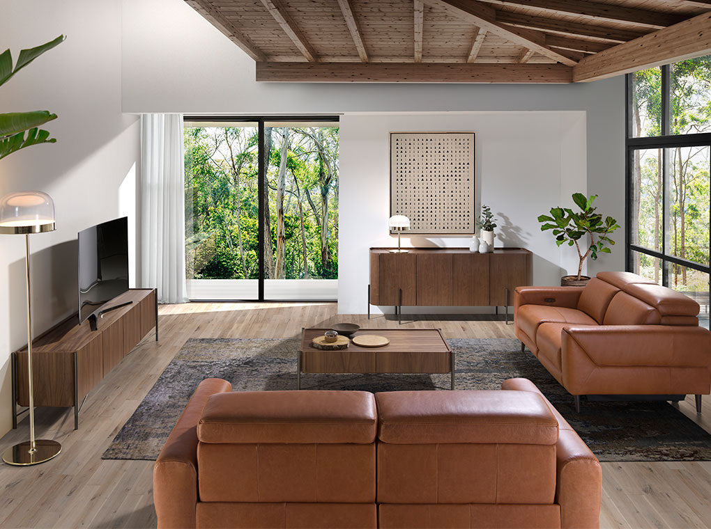 Cómoda de TV de Nogal con estructura de Acero Inoxidable Angel Cerdá